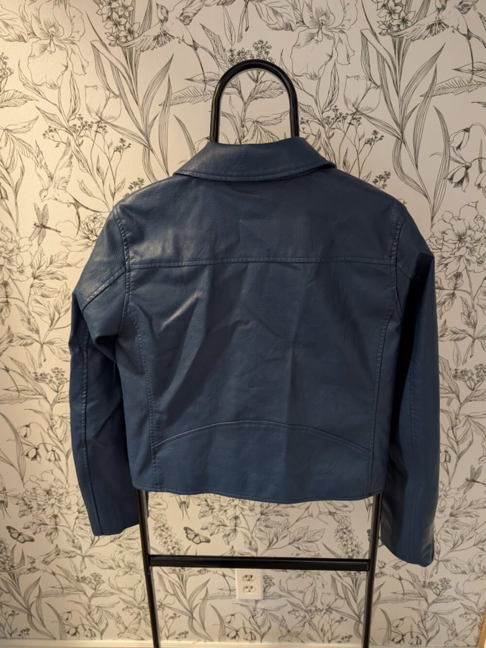 Anthropologie Navy Blue Faux Leather Moto Jacket NWT Size M - Picture 2 of 8